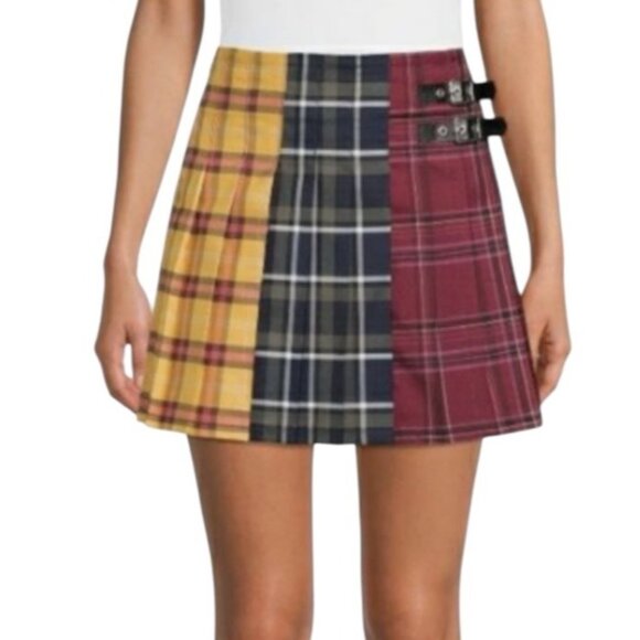 No Boundaries Multicolor Preppy Pleated Plaid Skirt .Juniors Size Medium - Picture 1 of 8